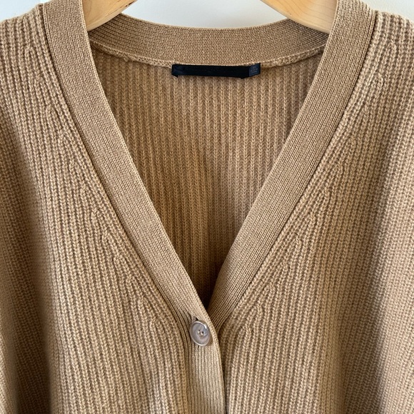 Jenni Kayne Cashmere V Neck Tan Cardigan Sweater relaxed fit over size sweater - Picture 5 of 10